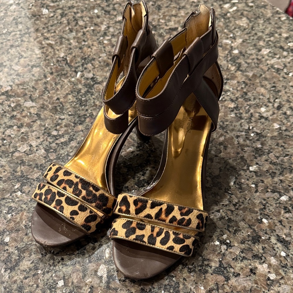Nine West Brown and Animal Print Heels